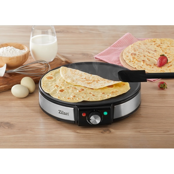 Aparat pentru preparat clatite  Negru/Inox, 1200W, Diametru plita 30cm, Temperatura ajustabila [7]