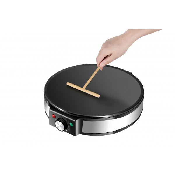 Aparat pentru preparat clatite  Negru/Inox, 1200W, Diametru plita 30cm, Temperatura ajustabila [3]
