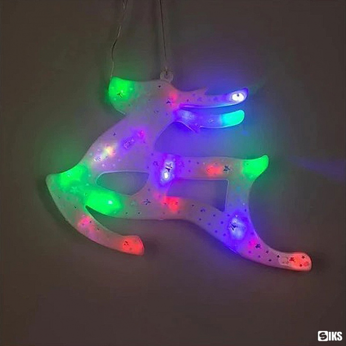 Decoratiune Craciun,Ornament Pentru Geam, Ren, Cu Luminite Multicolore [2]