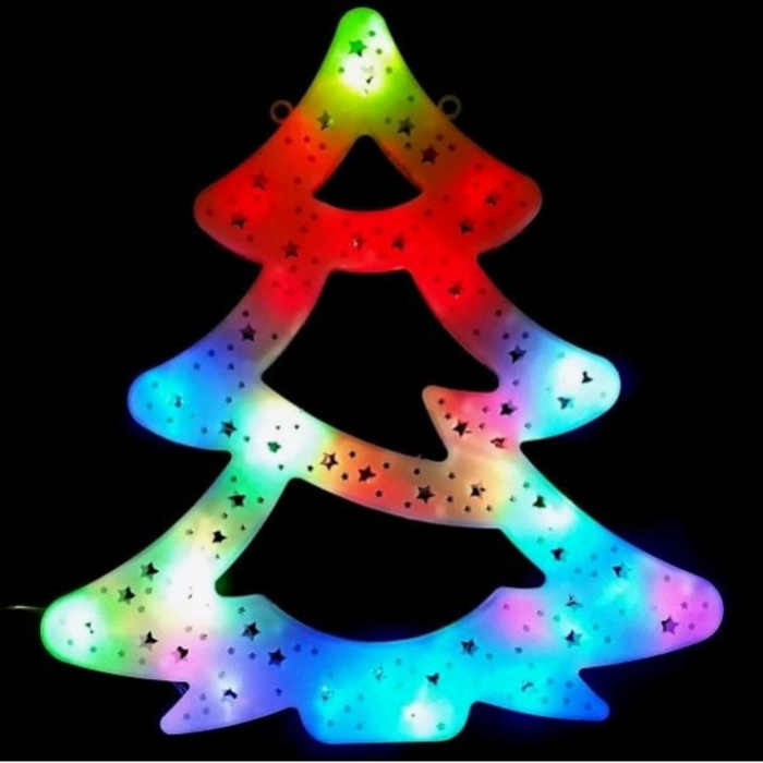 Decoratiune geam ornament in forma de brad, iluminat led, alb [2]