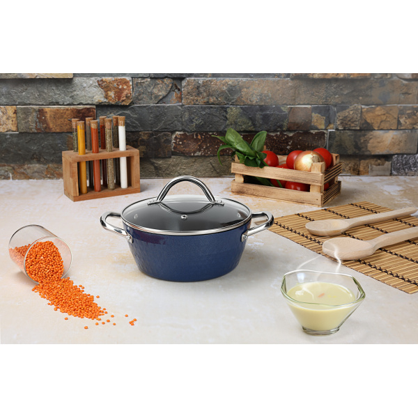 Oala cu capac diamond, cu baza de inductie, ceramica si inox, usor de spalat, 24 cm,4L [7]