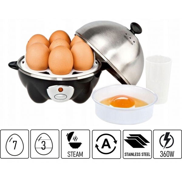Fierbator de oua, Negru 360W, Capacitate 7 oua [4]