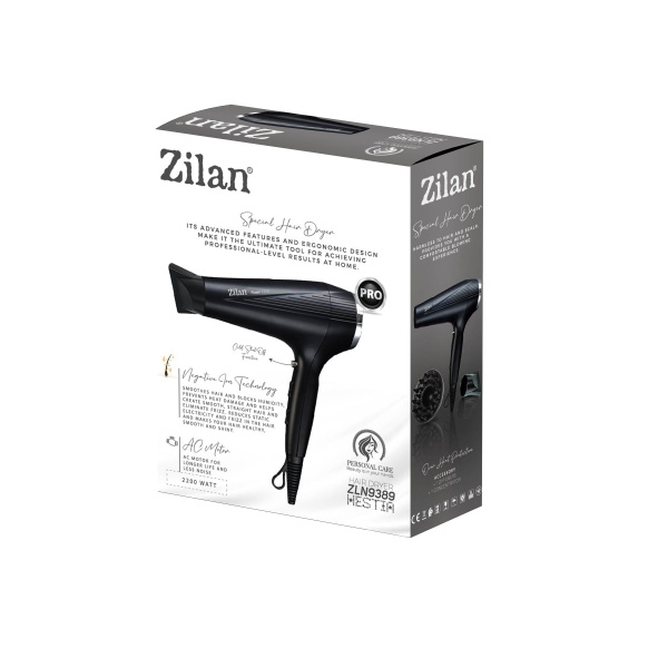 Uscator de par,2200W, 2 trepte de viteza, 3 trepte de temperatura, cu aer cald si rece, Negru [2]