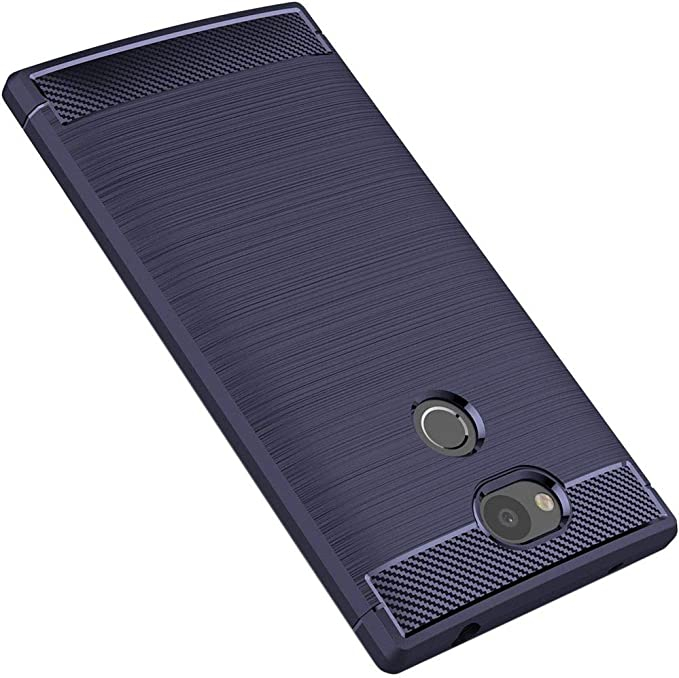 Husa Sony Xperia L2 L2 Dual (2018) Husă cu design din fibră de carbon, carcasă TPU flexibilă premium din silicon, absorbție șoc, albastru închis [Telefon: 150 x 78 x 9,8 mm, 5,5 inchi] [4]