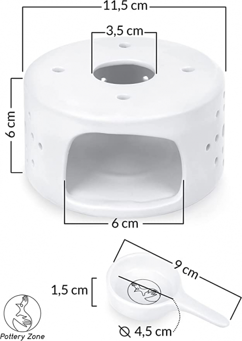 Încălzitor de ceainic din ceramică cu suport pentru luminiță, set de 4 luminițe/lumânări [7]