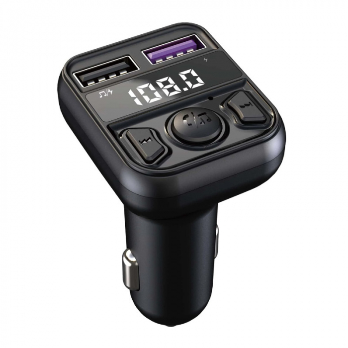 Încărcător Auto Bluetooth cu MP3 Player, Apeluri Hands-Free, Muzică și Dual USB [2]