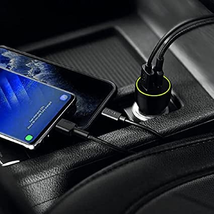 Încărcător auto USB cu cablu de 1,2,M 2 porturi 12 V-24 V,A+ tip C Adaptor [2]