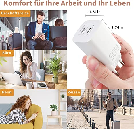 Încărcător BZONE USB C, GaN III PD 50W PPS 48W 2 porturi 30W+20W USB-C Power Bank, încărcător rapid compatibil cu iPhone, Samsung Galaxy, Google Pixel, Huawei [8]