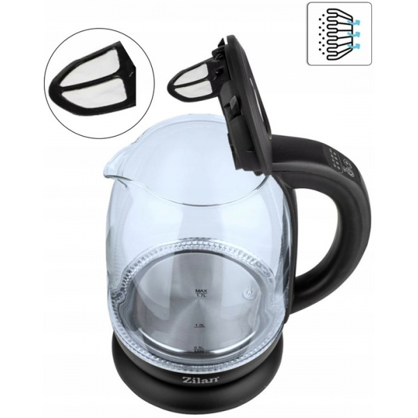 Fierbator Apa, 2200W, 1.7L, Control Temperatura, Iluminare LED, Sticla [4]