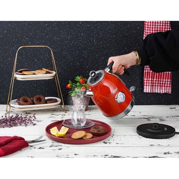 Fierbator RETRO Rosu,Capacitate 1.7 Litri, Putere 2200W, Rotire 360 [10]
