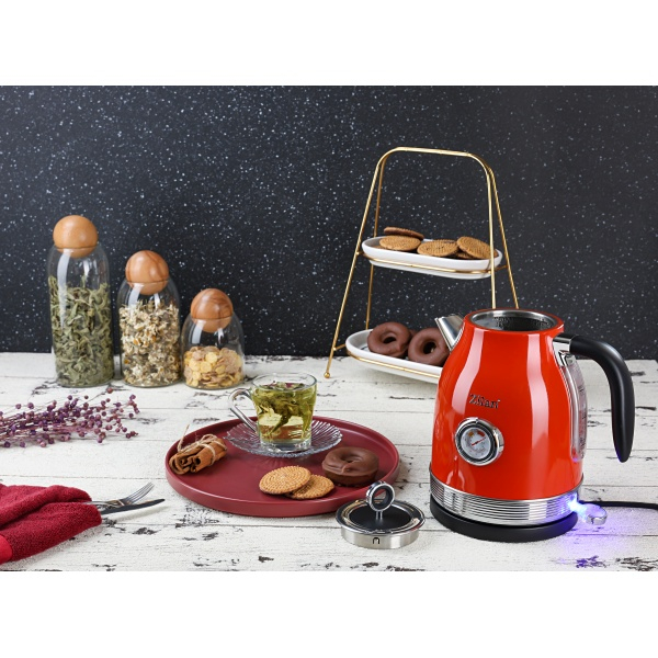 Fierbator RETRO Rosu,Capacitate 1.7 Litri, Putere 2200W, Rotire 360 [7]