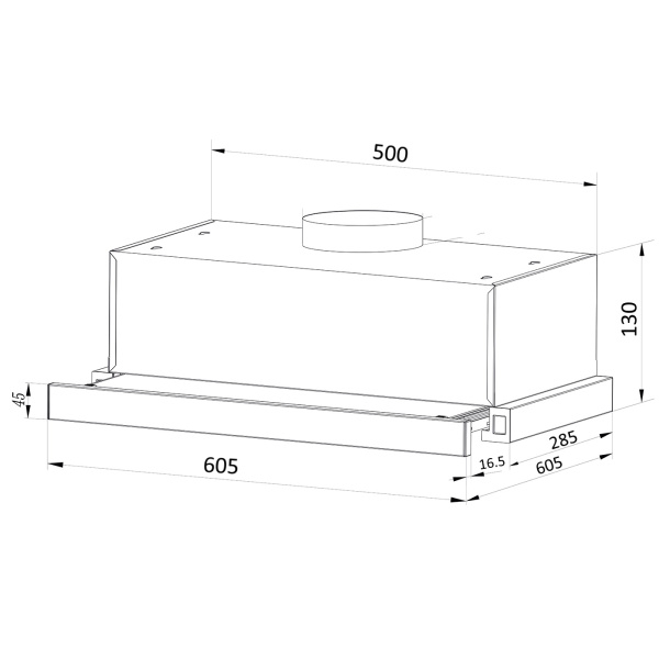 Hota incorporabila,50x28.5x13 cm parte incastrabila, Putere de absorbtie 450 mc/h, 140 W, 220-240 V. Negru [2]