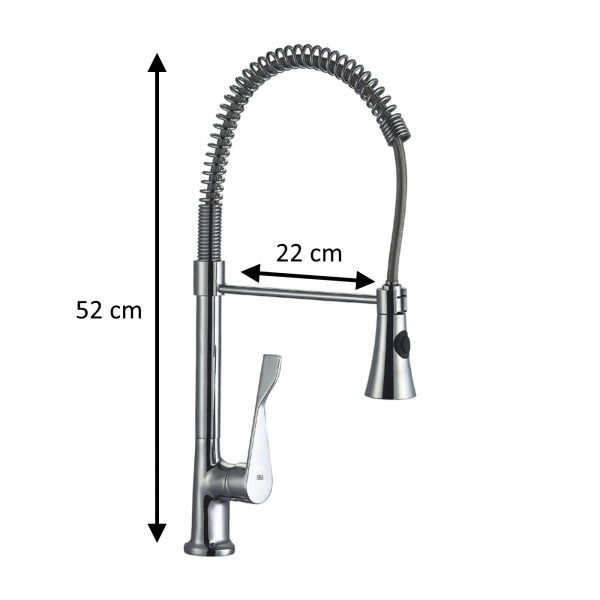 Baterie de bucatarie cu gat flexibil de 45 cm, corp din alama, suprafata cromata, doua moduri de stropire [2]