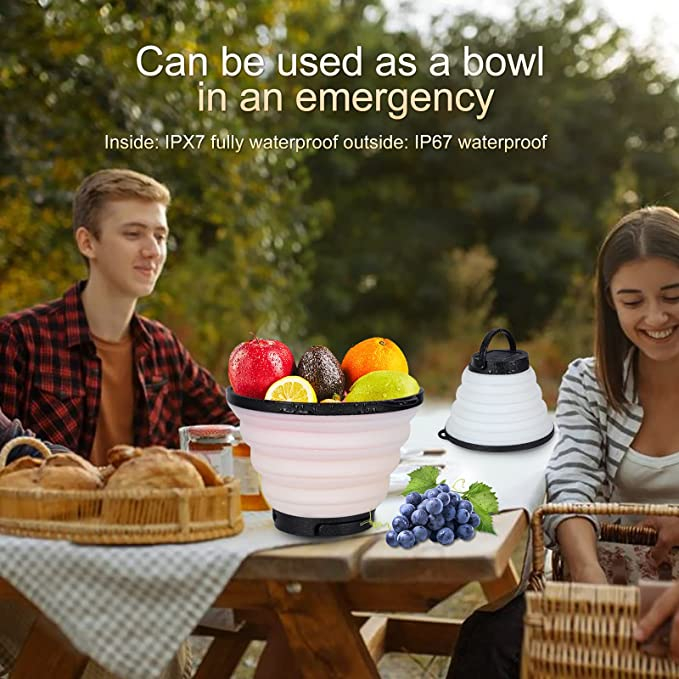 Lampă de camping cu LED, reîncărcabilă solară, pliabilă cu 7 culori RGB, cu 4 moduri de lumină [2]