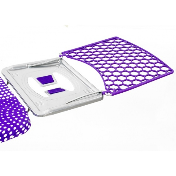 Masa de calcat, suprafata de lucru 118x42 cm, blat metalic, suport pentru fierul de calcat, suport rufe [2]