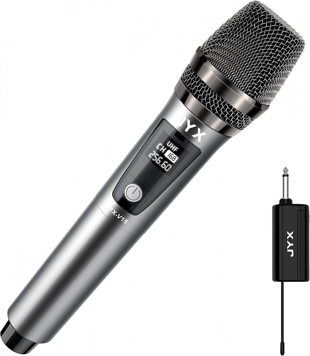 Microfon wireless JYX, microfon dinamic pentru karaoke cu receptor și inel anti-alunecare, distanță de transmisie de 80 de metri, sistem de microfon reîncărcabil pentru noapte de karaoke, întâlnire [2]