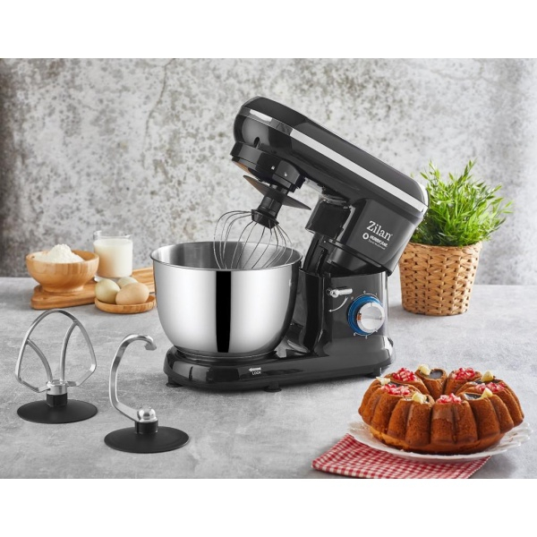 Mixer cu bol din inox, 1000 W, Bol 4.5 L inox, 8 Viteze, Negru [2]