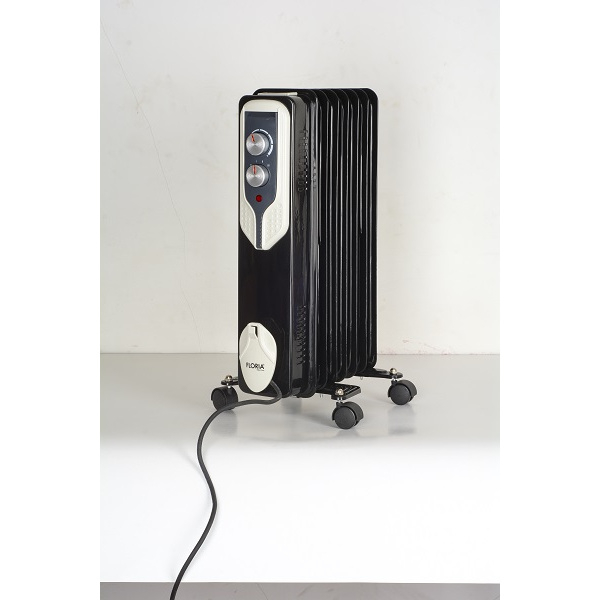 Calorifer electric,Negru 1500 W, 7 elementi, 3 trepte de putere, Termostat reglabil, Protectie supra-incalzire, Indicator luminos [5]