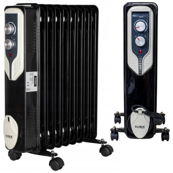 Calorifer electric,Negru 2000 W, 9 elementi, 3 trepte de putere, Termostat reglabil, Protectie supra-incalzire, Indicator luminos [4]