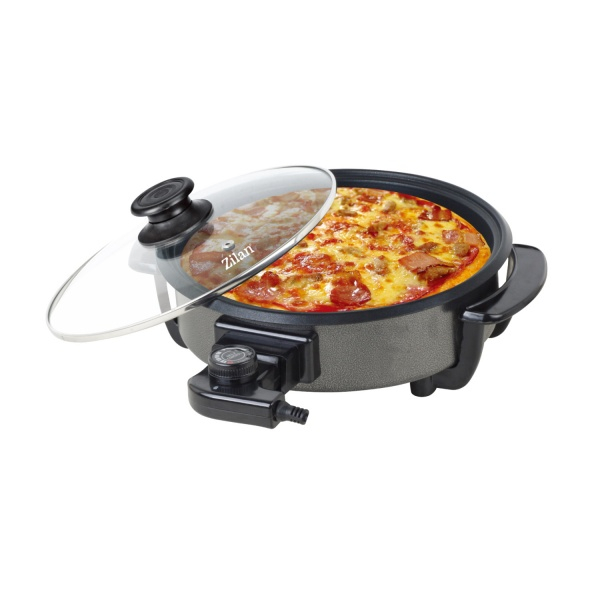 Tigaie electrica rotunda,pizza grill, diametru 36 cm, 1500 W, capac sticla [4]