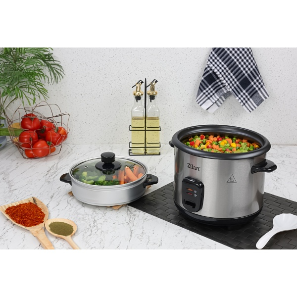 Aparat de gatit 2 in 1 orez si alimente la abur,capacitate 1.5L,500W, sistem anti-alunecare [13]