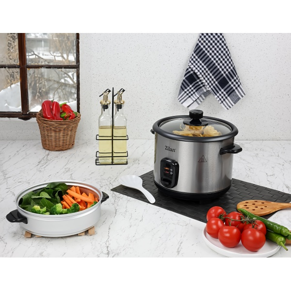 Aparat de gatit 2 in 1 orez si alimente la abur,capacitate 1.5L,500W, sistem anti-alunecare [14]