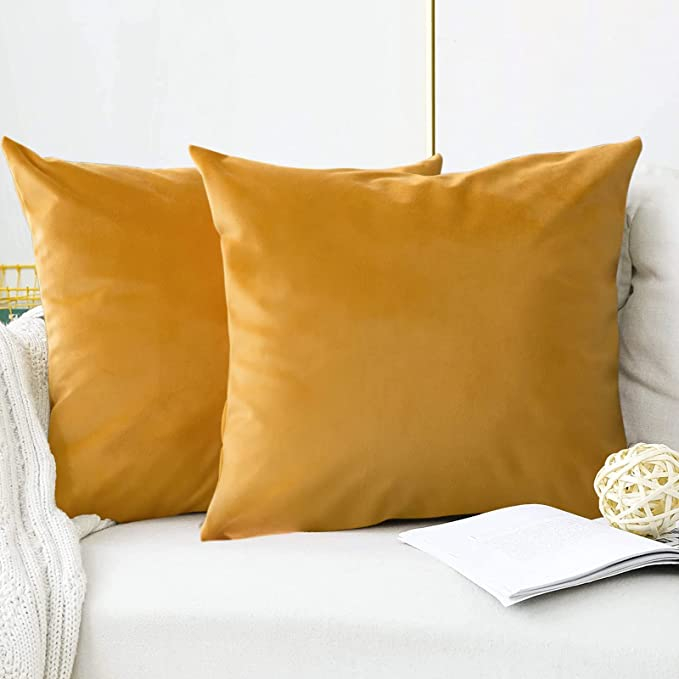 Parazit Pungă floareasoarelui  Set de 2 huse de pernă moale, solidă, husă de pernă pătrată decorativă,  husă de pernă pentru canapea și dormitor, portocaliu, 65 x 65 cm