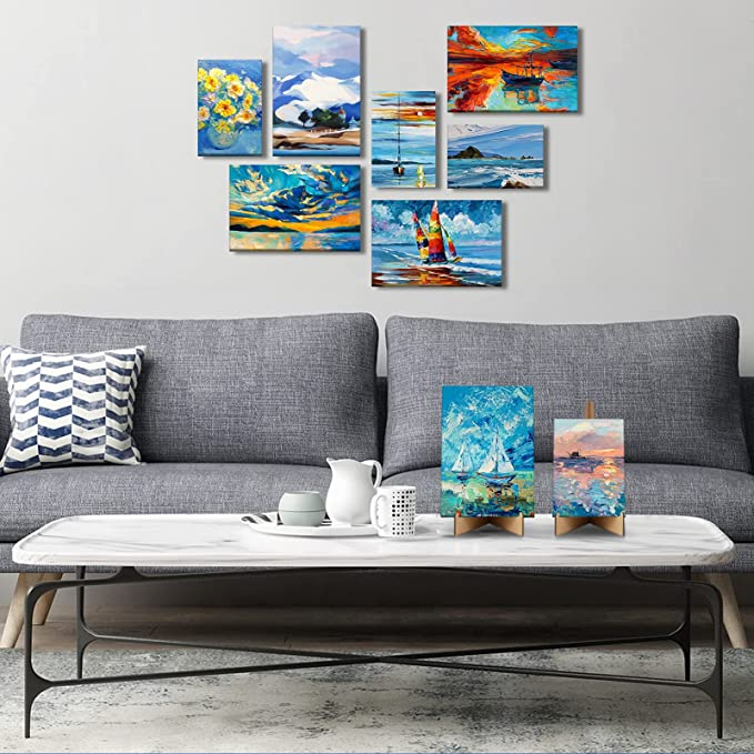 Set de 5 buc pânză de pictură Magicfly,  pânză de pictură 20x30cm, 30x40cm albă 100% bumbac pânză preîntinsă cu 8 pene de lemn și 3 suporturi de hârtie pentru turnarea picturii acrilice [4]