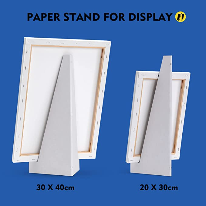Set de 5 buc pânză de pictură Magicfly,  pânză de pictură 20x30cm, 30x40cm albă 100% bumbac pânză preîntinsă cu 8 pene de lemn și 3 suporturi de hârtie pentru turnarea picturii acrilice [2]