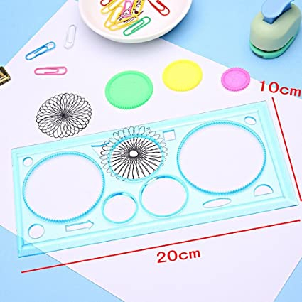 Set de spirograf reutilizabil pentru desen din plastic, 10 buc riglă spirograf + 10 buc pix multicolor pentru meșteșuguri pentru copii pentru adulți pentru petrecerea de ziua de naștere [4]