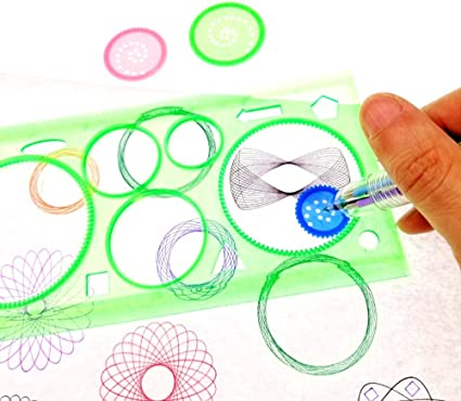 Set de spirograf reutilizabil pentru desen din plastic, 10 buc riglă spirograf + 10 buc pix multicolor pentru meșteșuguri pentru copii pentru adulți pentru petrecerea de ziua de naștere [5]