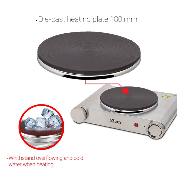 Plita electrica inox, 33x10x30, 1 arzator, 1500 W, termostat reglabil [9]