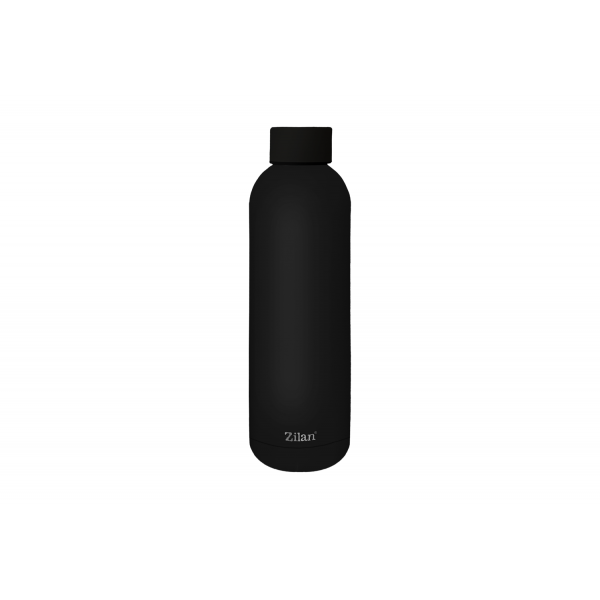 Termos tip sticla sport, capacitate 500ml, interior din inox, pereti dublii, negru [1]