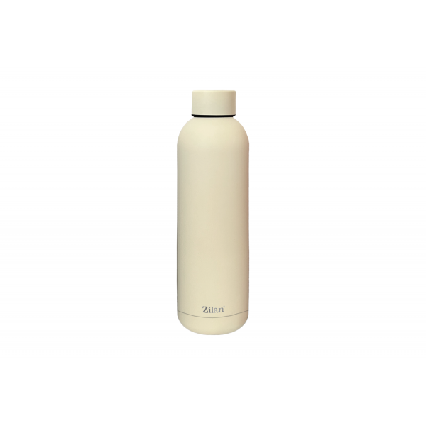 Termos tip sticla sport, capacitate 500ml, interior din inox, pereti dublii, crem [1]
