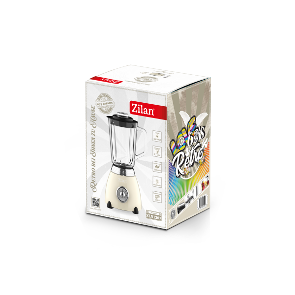 Blender Retro, putere 500W, capacitate 1.5L, 2 trepte de viteza, functie Pulse, vas din sticla, lame din otel inoxidabil [2]