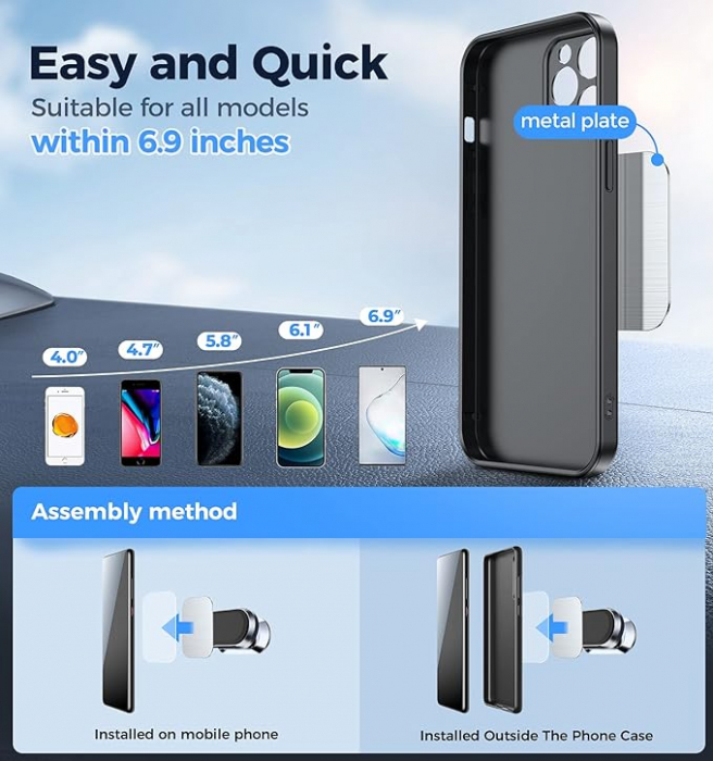 Suport magnetic rotativ 360, din aliaj  compatibil cu orice tip de telefon, culoare argintie 80x29x28mm [3]