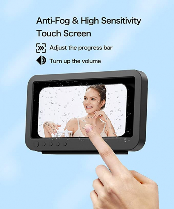 Suport rotativ pentru telefon QZW ecran tactil HD anti-aburire rezistent la apă negru [2]