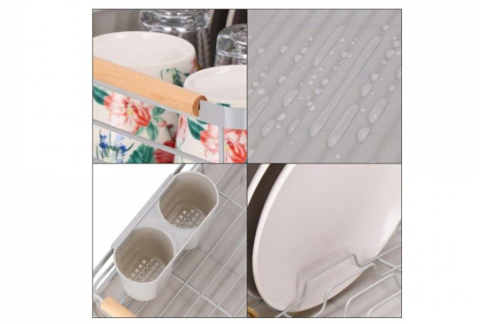 Suport vase din otel si plastic, dotat cu tava pentru scurgere si suport de tacamuri [3]