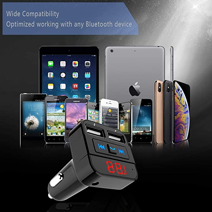 Transmițător FM Bluetooth, adaptoare transmițător FM la radio de mașină cu port USB [8]