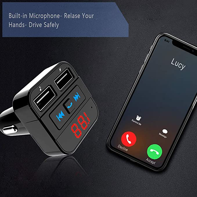 Transmițător FM Bluetooth, adaptoare transmițător FM la radio de mașină cu port USB [5]