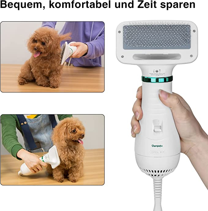 Uscător de câini cu pieptene  2 în 1, perie pentru animale de companie, temperatură reglabilă [8]