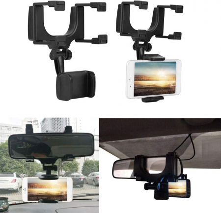 Suport telefon auto negru din plastic 360° Tbest [4]