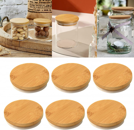 Set de 6 capace din bambus reutilizabile pentru borcane [1]