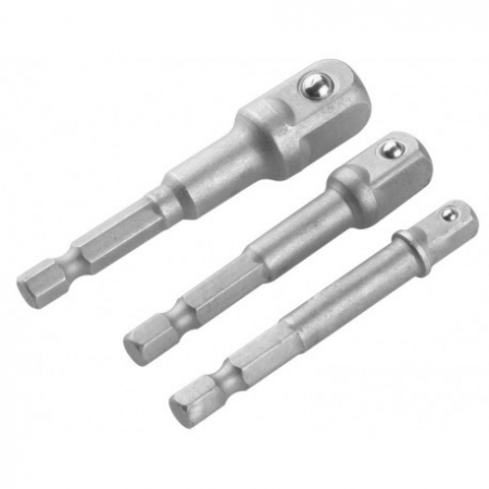 Accesorii constructii - 3 Adaptoare, 1/4"*65mm, 3/8"*65mm, 1/2"*70mm