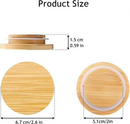 Set de 6 capace din bambus reutilizabile pentru borcane [3]