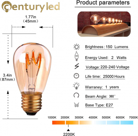 Set de 6 becuri LED vintage 3W IP65 [3]
