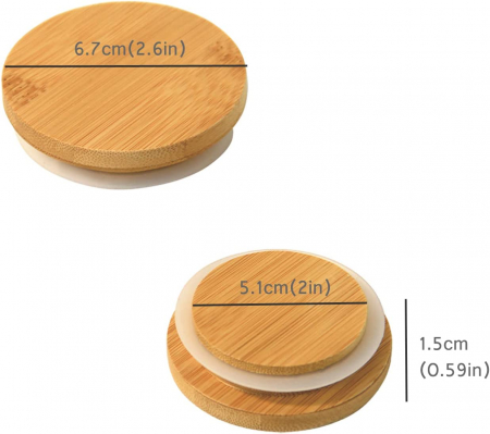Set de 6 capace din bambus reutilizabile pentru borcane [2]