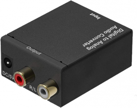 Accesorii audio - Convertor audio digital-analogic cu intrări TOSLINK optic + S/PDIF și Coaxial la RCA