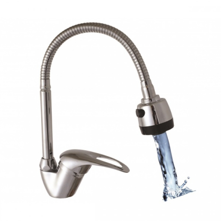 Casa, Gradina & Bricolaj - Baterie bucatarie dus flexibil, 2 jeturi,Inox