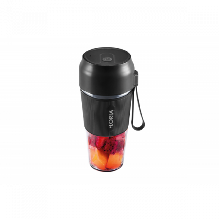 Blender - Blender portabil pentru suc reincarcabil, Capacitate 300 ml, Putere 50W, Lame din otel inoxidabil, Negru